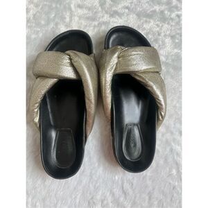 Chole  Nolan  Crinkled Leather Puff Knot Chunky Sandal Slides Size 38